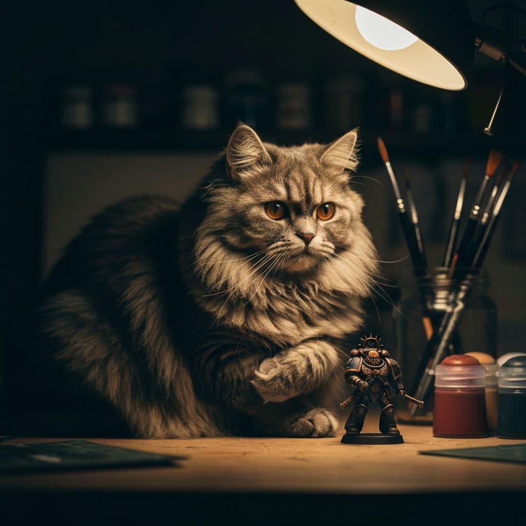 Thomas Filip Shelby — a persian cat resting on the painting desk